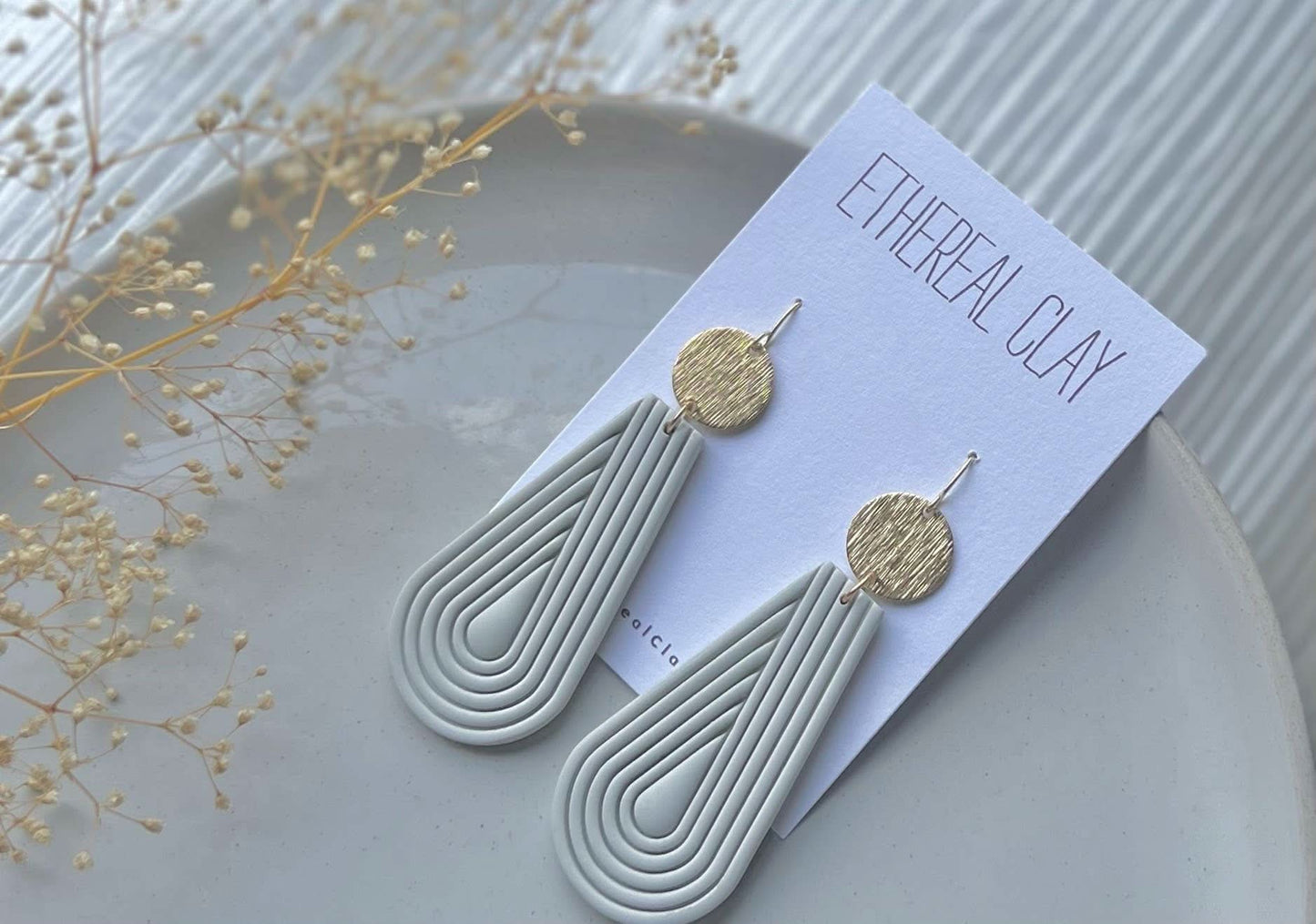 Boho Gold Circle Cream Clay Earrings - Purpose + Passion Boutique