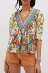 Boho V Neck Half Sleeve Floral Blouse - Purpose + Passion Boutique