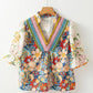 Boho V Neck Half Sleeve Floral Blouse - Purpose + Passion Boutique