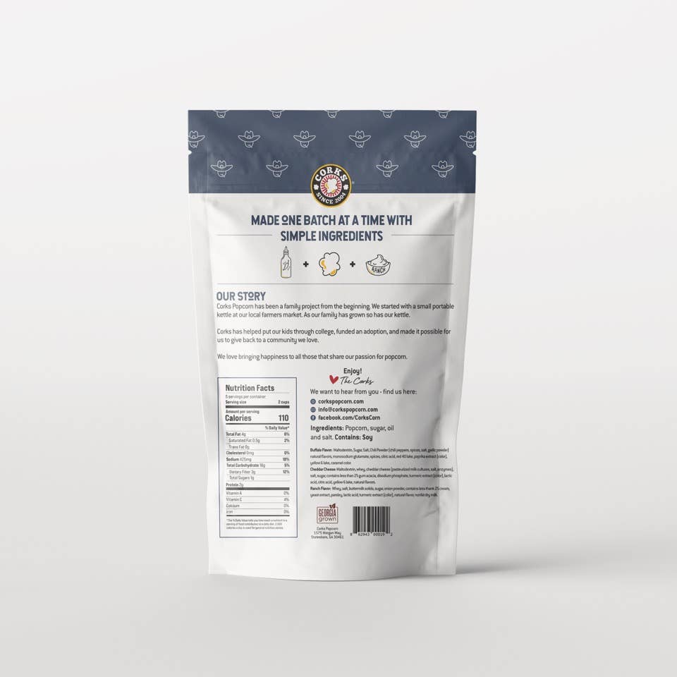 Bold and Spicy Buffalo Ranch Popcorn - 3.0oz - Purpose + Passion Boutique