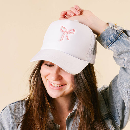 Bow Pink Trucker Hat - Purpose + Passion Boutique