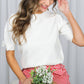Bow Puff Sleeve Crew Neck Knitted Top - Purpose + Passion Boutique