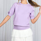 Bow Puff Sleeve Crew Neck Knitted Top - Purpose + Passion Boutique