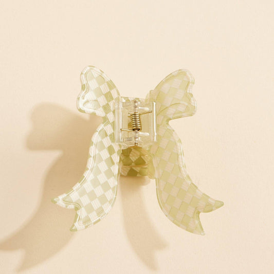 Bow - Shaped Checkered Acetate Hair Claw Clip - Purpose + Passion Boutique
