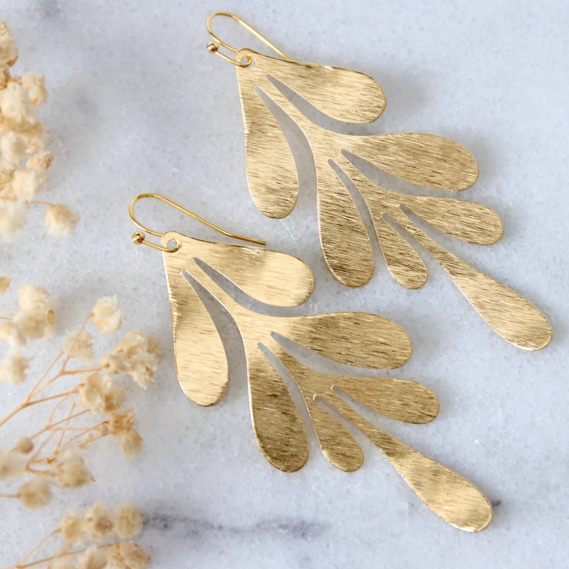Brass Leaf Statement Earrings - Purpose + Passion Boutique
