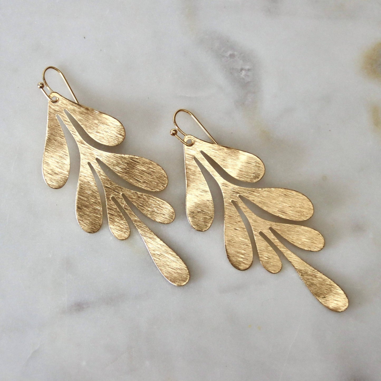 Brass Leaf Statement Earrings - Purpose + Passion Boutique
