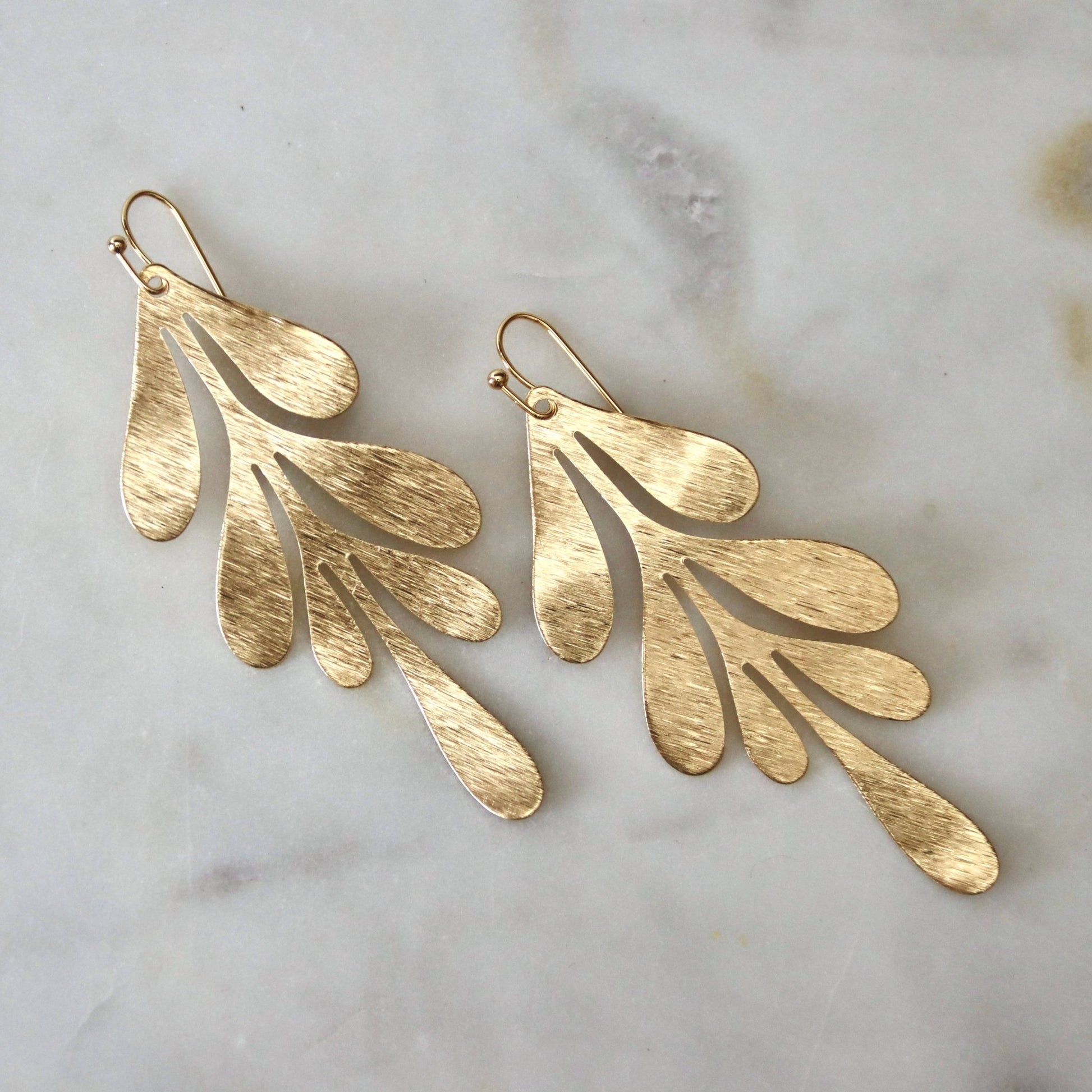 Brass Leaf Statement Earrings - Purpose + Passion Boutique