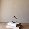 Brass Round Sculpture Taper Candle Holder Metal - Purpose + Passion Boutique