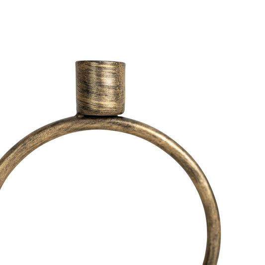 Brass Round Sculpture Taper Candle Holder Metal - Purpose + Passion Boutique