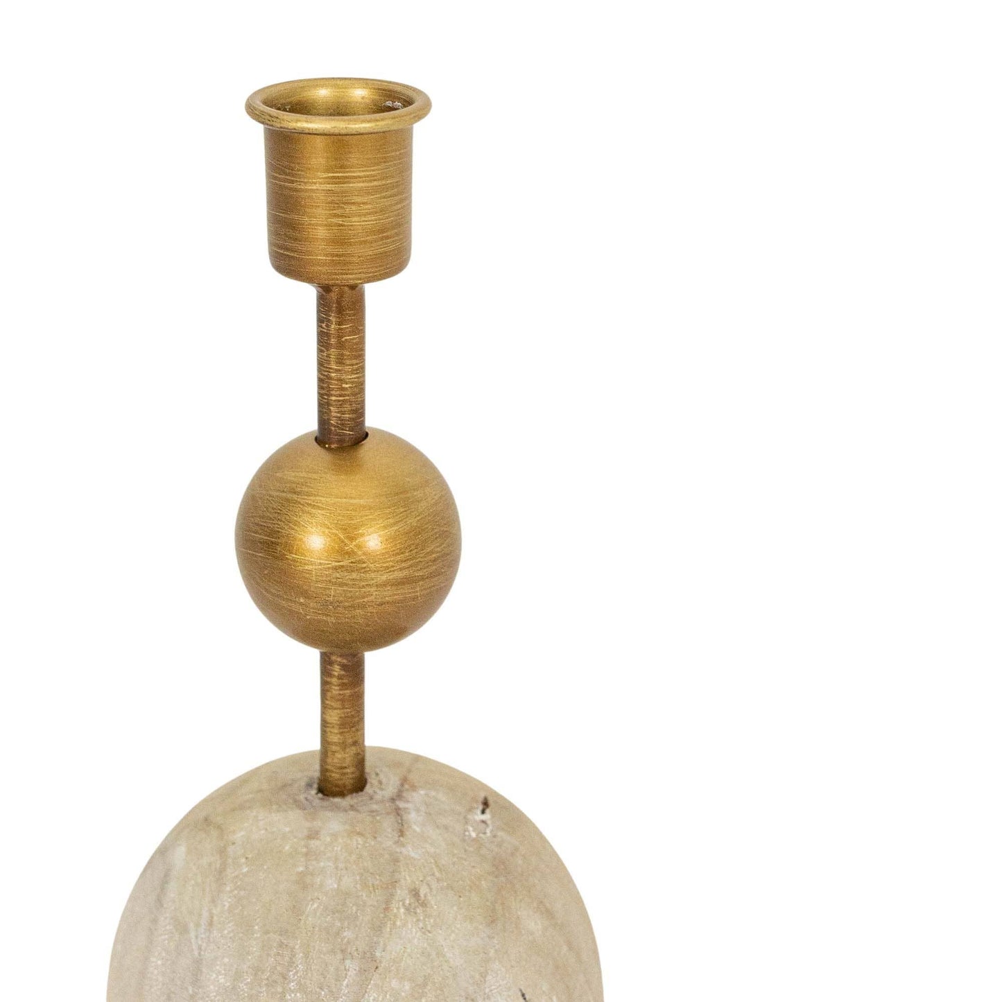 Brass Stacked Sphere Taper Candle Holder Wood & Metal - Purpose + Passion Boutique