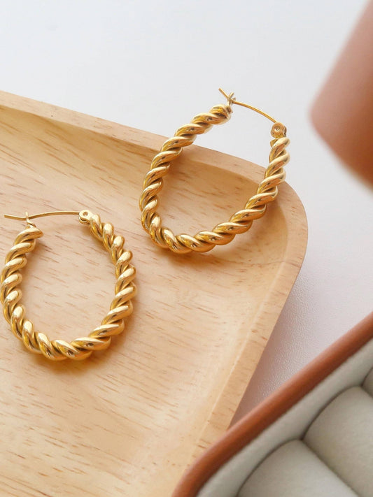 Brook Gold Non - Tarnish Braided Hoop Earring - Purpose + Passion Boutique