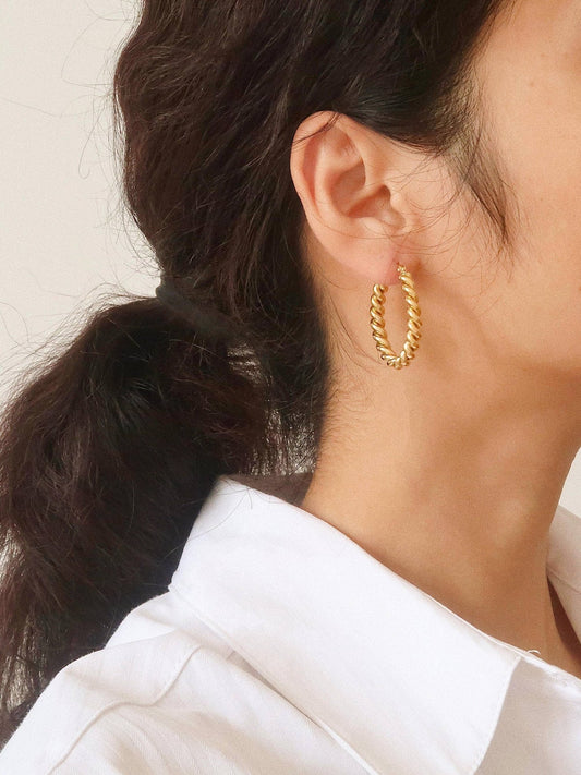 Brook Gold Non - Tarnish Braided Hoop Earring - Purpose + Passion Boutique