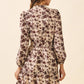 Brown / Beige Floral Print High Neck Dress - Purpose + Passion Boutique