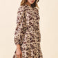 Brown / Beige Floral Print High Neck Dress - Purpose + Passion Boutique