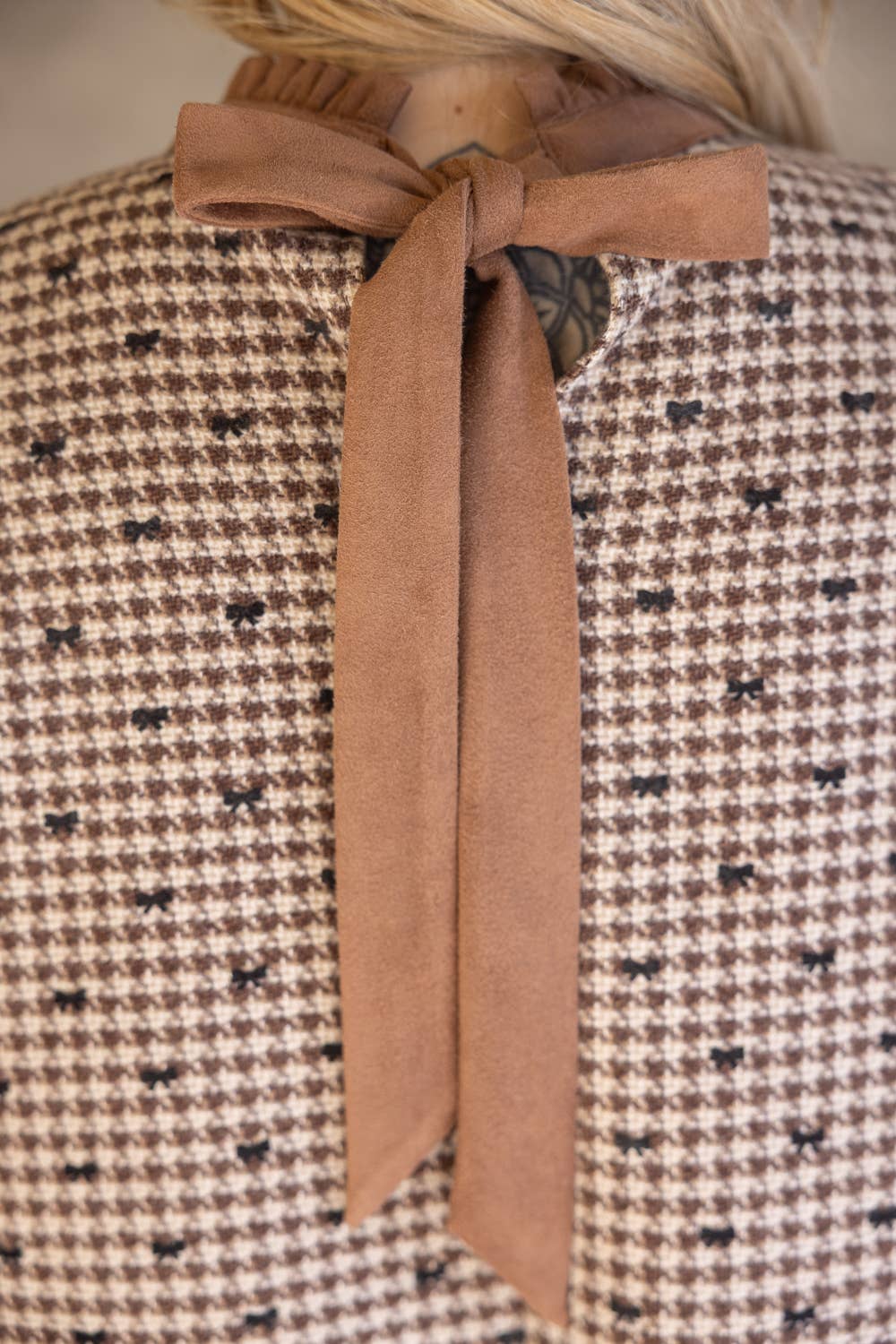 Brown Bow Printed Flannel Shift Dress - Purpose + Passion Boutique