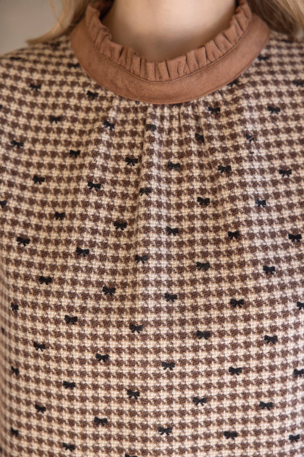 Brown Bow Printed Flannel Shift Dress - Purpose + Passion Boutique