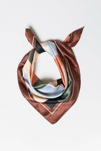 Brown Colorblock Silky Scarf - Purpose + Passion Boutique