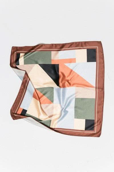 Brown Colorblock Silky Scarf - Purpose + Passion Boutique