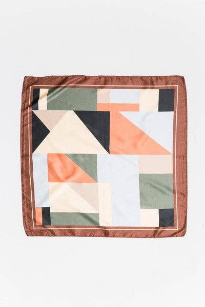 Brown Colorblock Silky Scarf - Purpose + Passion Boutique