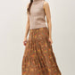 Brown Floral Print Tiered Maxi Skirt - Purpose + Passion Boutique