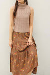 Brown Floral Print Tiered Maxi Skirt - Purpose + Passion Boutique