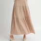 Brown & Ivory Checkered Tiered Maxi Skirt - Purpose + Passion Boutique