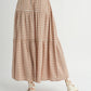 Brown & Ivory Checkered Tiered Maxi Skirt - Purpose + Passion Boutique