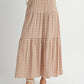 Brown & Ivory Checkered Tiered Maxi Skirt - Purpose + Passion Boutique