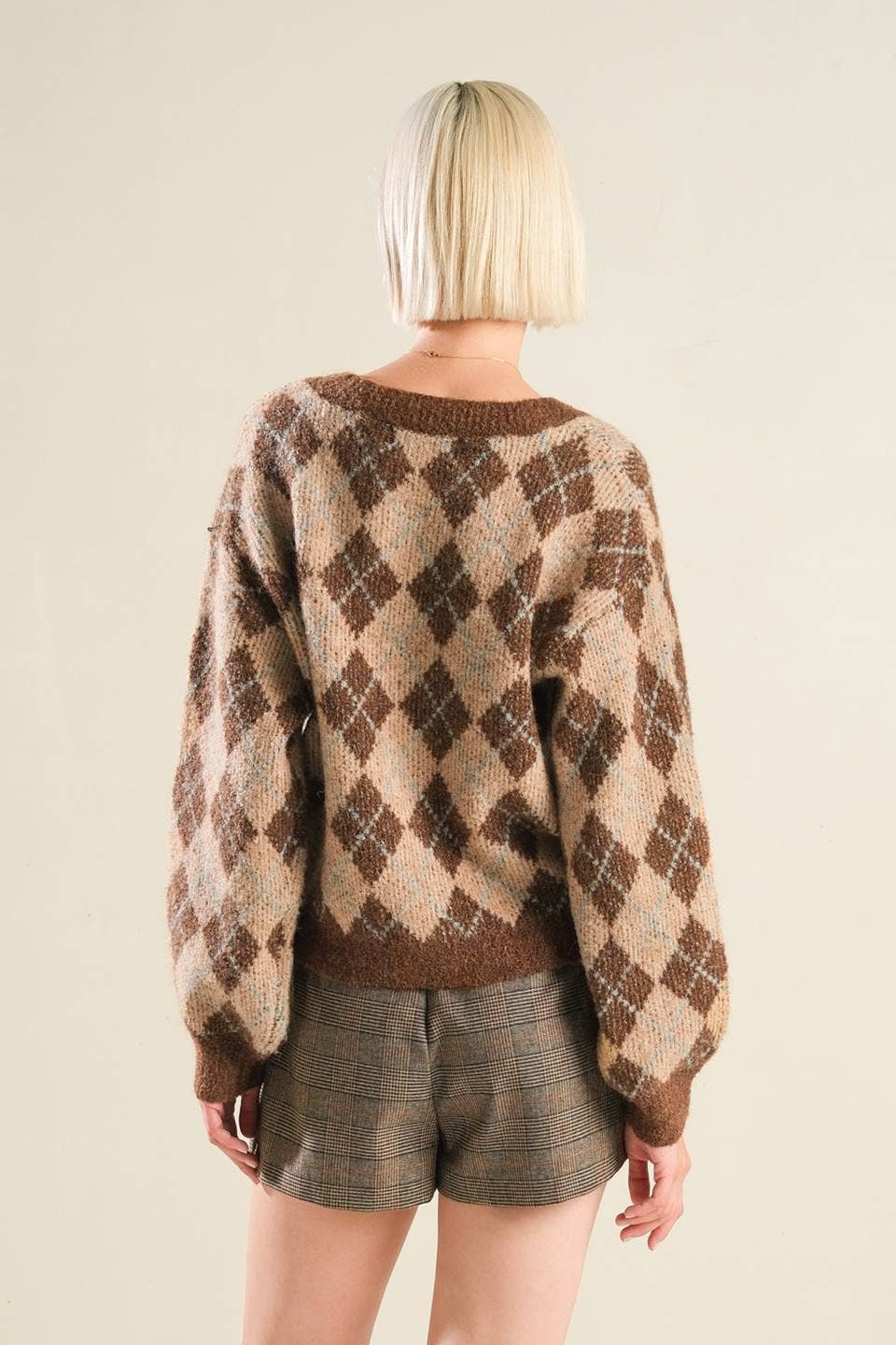 Brown Knit Plaid Sweater Cardigan - Purpose + Passion Boutique