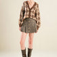 Brown Knit Plaid Sweater Cardigan - Purpose + Passion Boutique