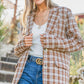 Brown Plaid Pattern Tweed Casual Blazer - Purpose + Passion Boutique