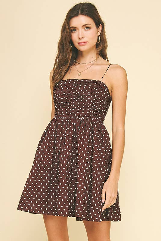 Brown Polka Dot Mini Dress - Purpose + Passion Boutique