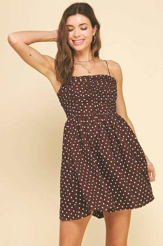 Brown Polka Dot Mini Dress - Purpose + Passion Boutique