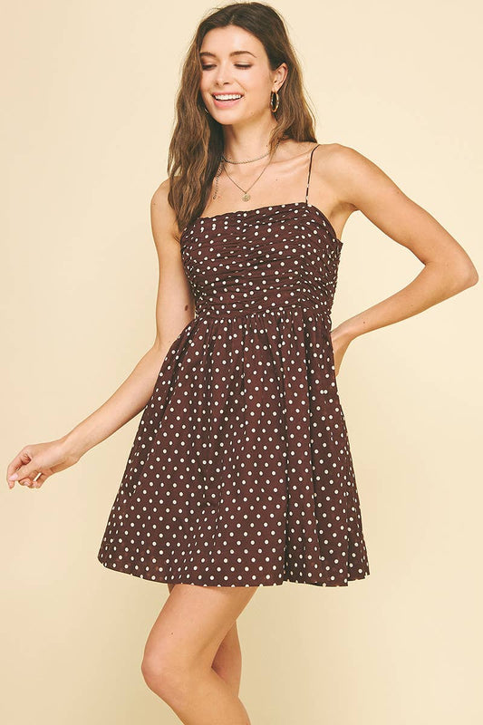 Brown Polka Dot Mini Dress - Purpose + Passion Boutique