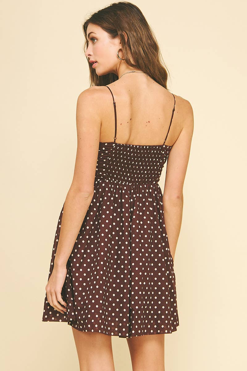 Brown Polka Dot Mini Dress - Purpose + Passion Boutique