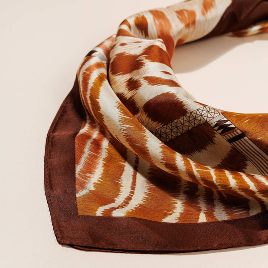 Brown Print Safari Square Scarf - Purpose + Passion Boutique