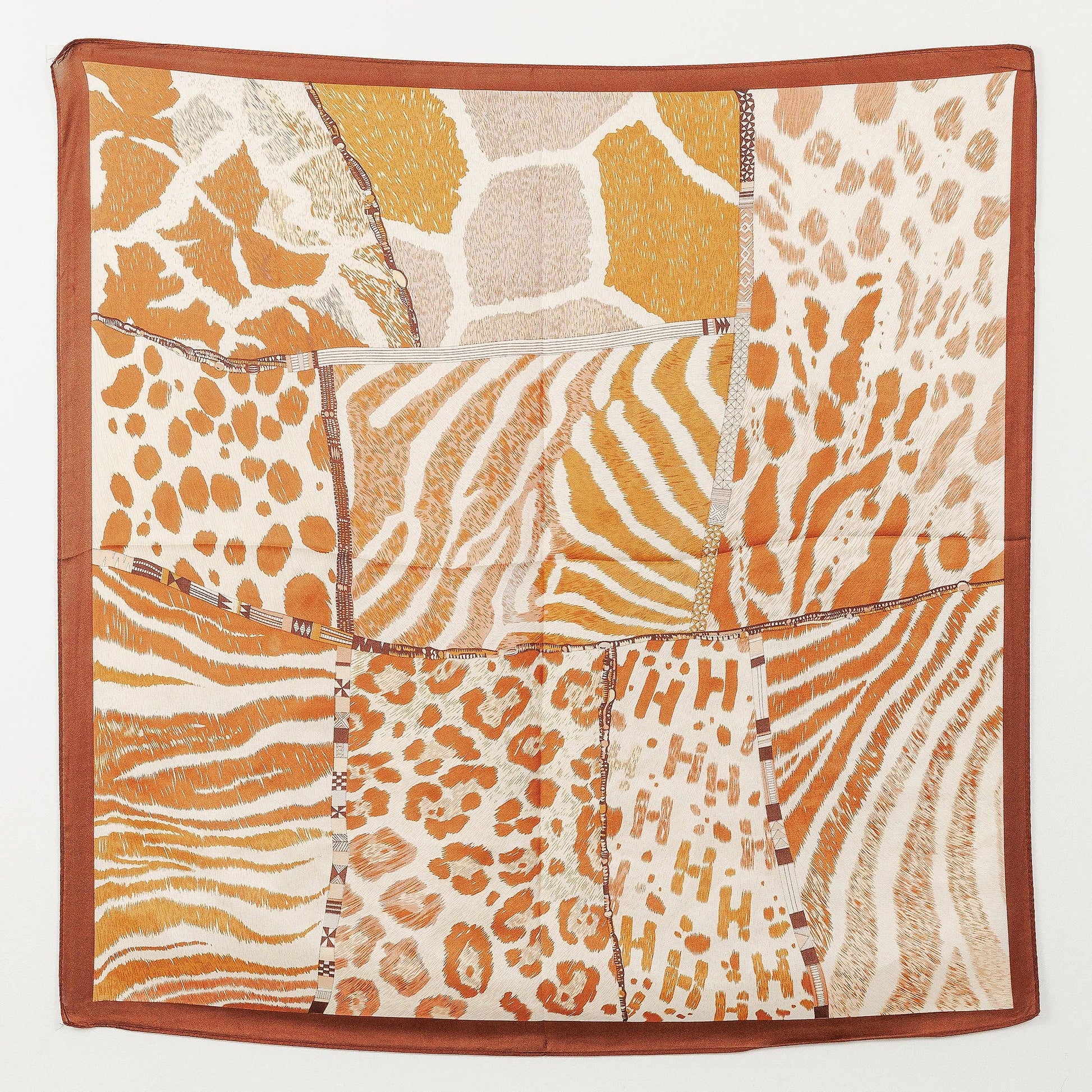 Brown Print Safari Square Scarf - Purpose + Passion Boutique