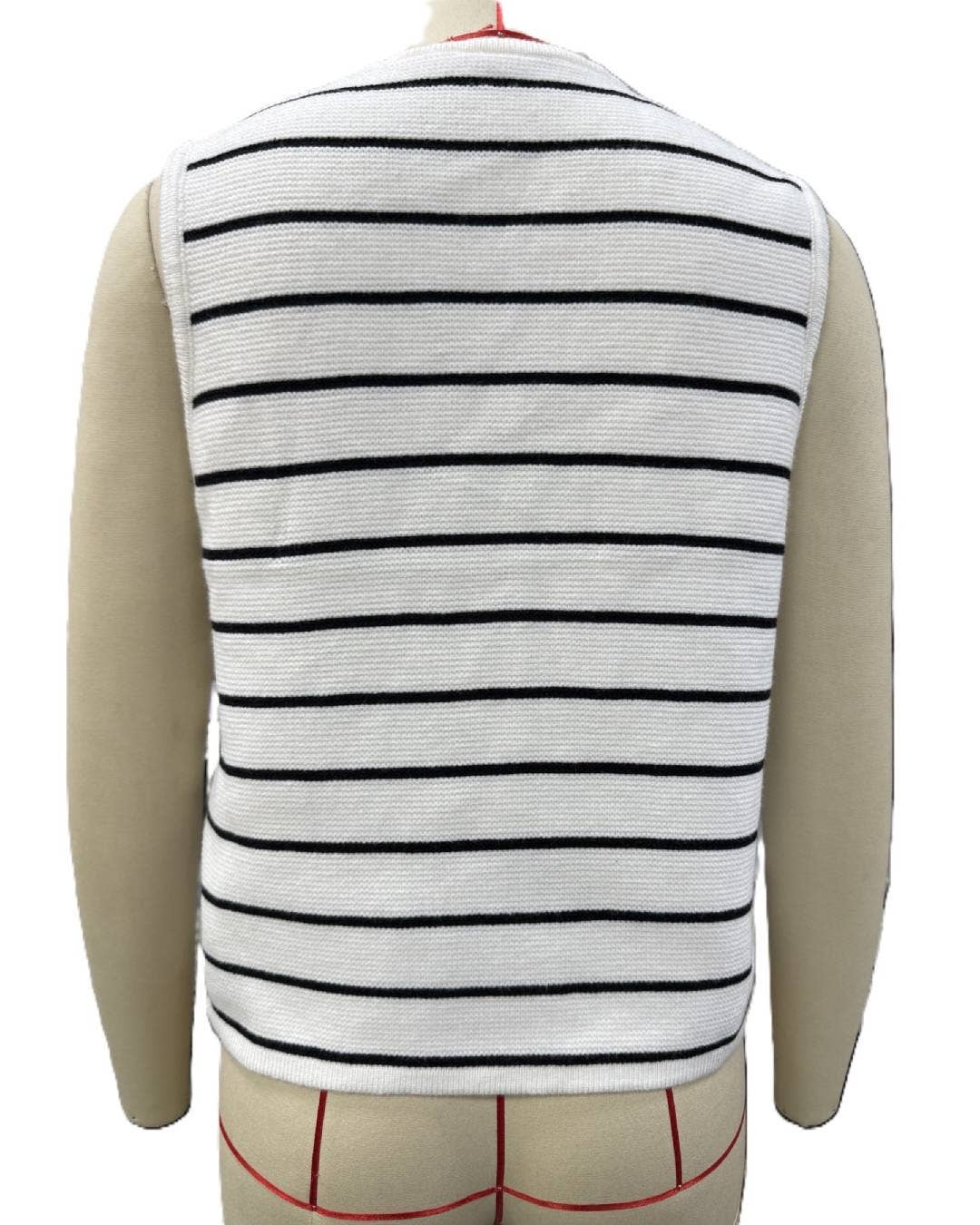 Brown Sleeveless Striped Bow Tie Front Knit Vest - Purpose + Passion Boutique