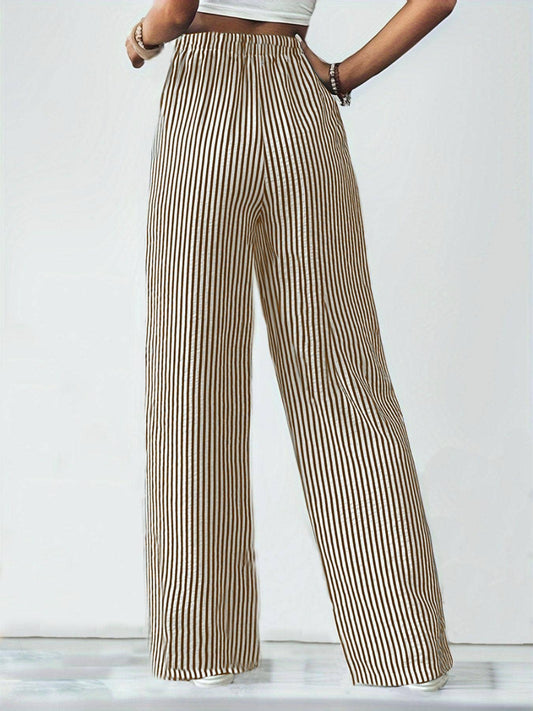 Brown Striped Straight Leg Pants - Purpose + Passion Boutique
