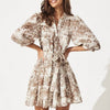 Brown Vintage Puff Sleeve Elegant Shirt Dress - Purpose + Passion Boutique