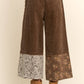 Brown Washed Corduroy and Flower Denim Pants - Purpose + Passion Boutique