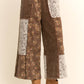 Brown Washed Corduroy and Flower Denim Pants - Purpose + Passion Boutique