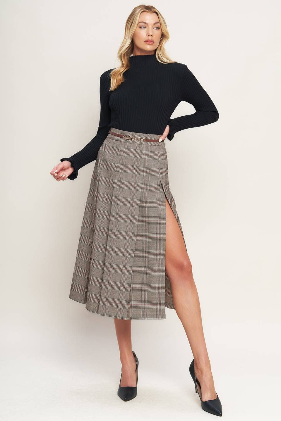 Brown Woven Midi Skirt - Purpose + Passion Boutique