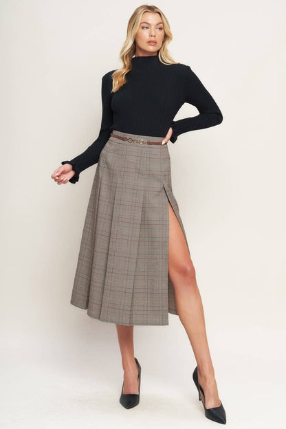 Brown Woven Midi Skirt - Purpose + Passion Boutique
