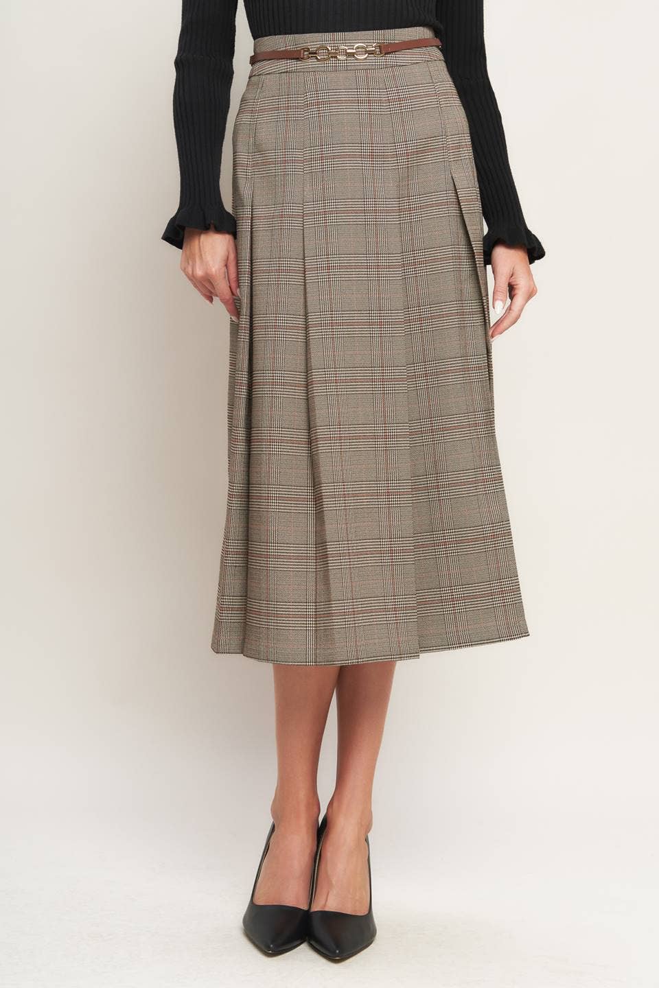 Brown Woven Midi Skirt - Purpose + Passion Boutique