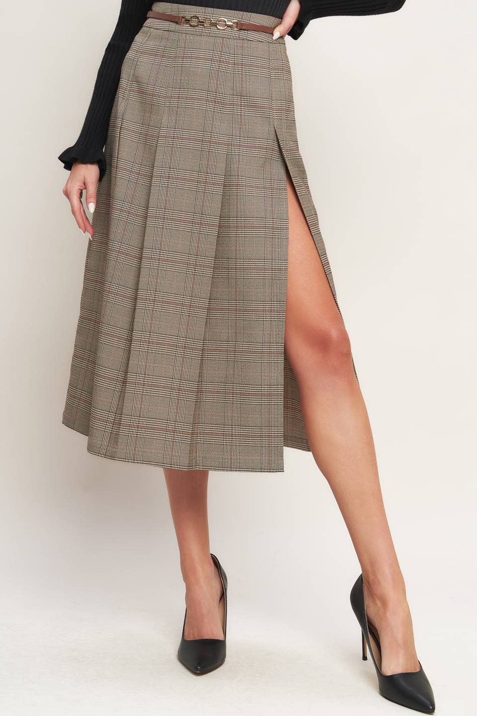 Brown Woven Midi Skirt - Purpose + Passion Boutique