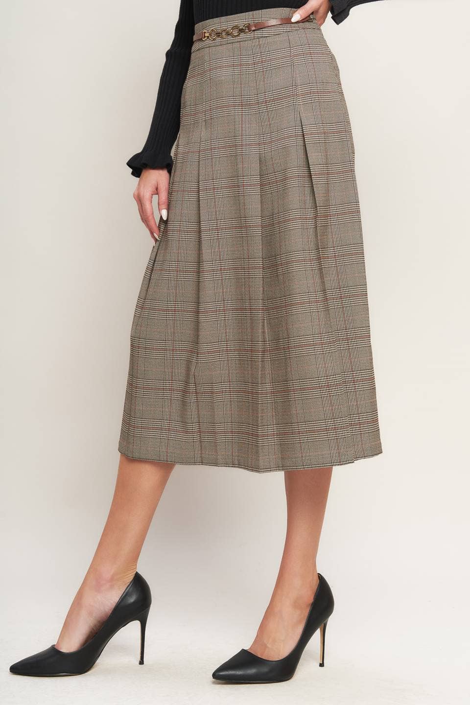 Brown Woven Midi Skirt - Purpose + Passion Boutique