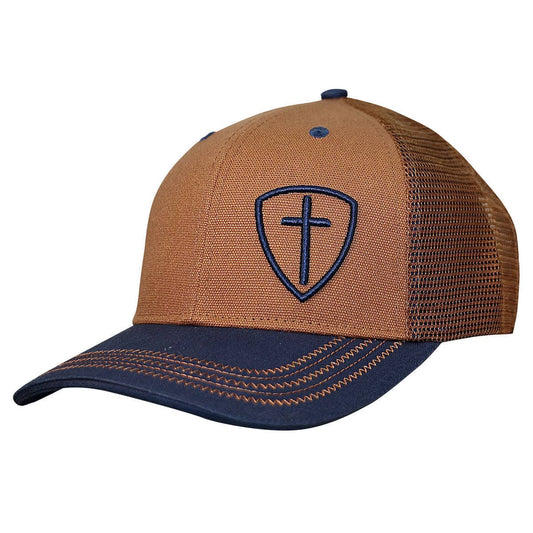 Brown/Blue Cross Shield Cap - Purpose + Passion Boutique