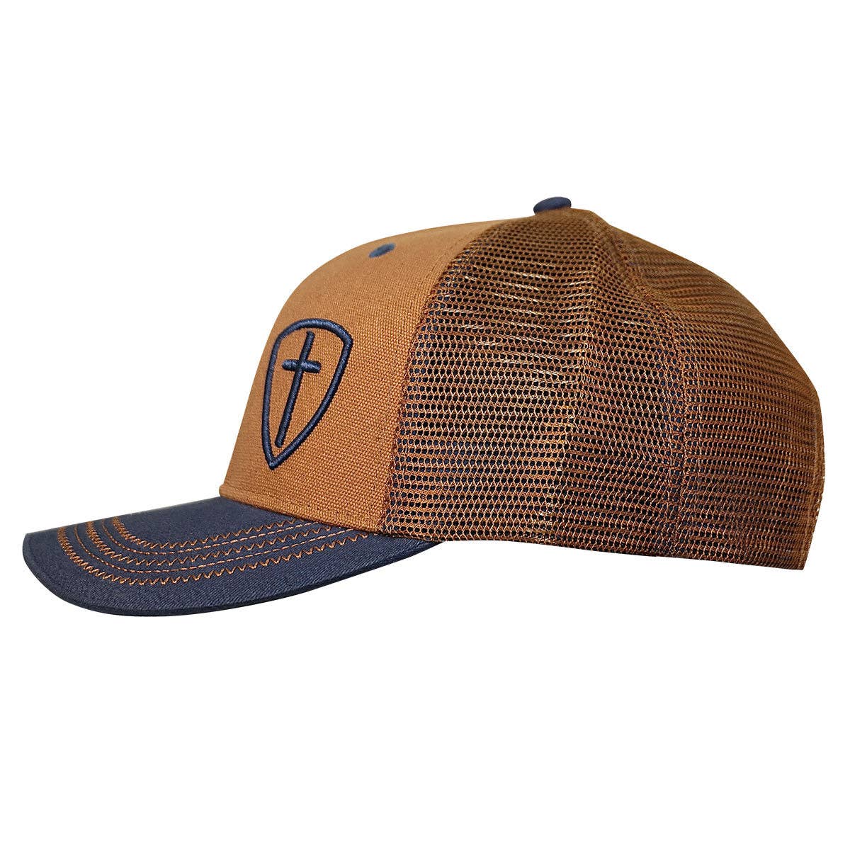 Brown/Blue Cross Shield Cap - Purpose + Passion Boutique