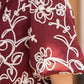 Burgundy Floral Embroidered Short Bubble Sleeve Top - Purpose + Passion Boutique